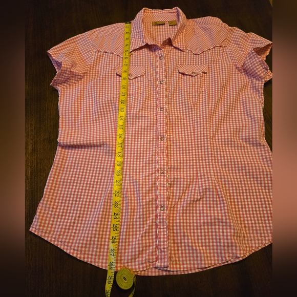 Wrangler Pearl Snap Western‎ Shirt Pink And White Gingham Plaid Size XL - Picture 5 of 14